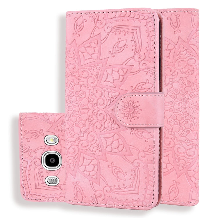 Calf Pattern Double Folding Design Embossed Leather Case with Wallet & Holder & Card Slots for Galaxy J5 (2016) / J510