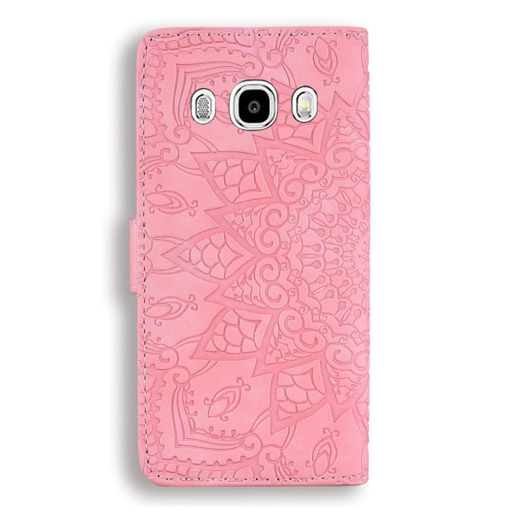 Calf Pattern Double Folding Design Embossed Leather Case with Wallet & Holder & Card Slots for Galaxy J5 (2016) / J510