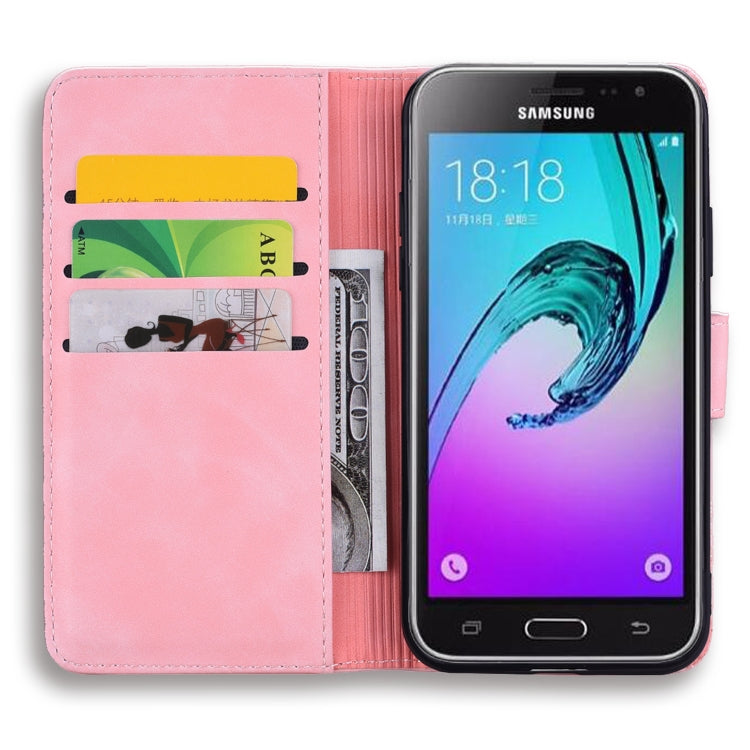 Calf Pattern Double Folding Design Embossed Leather Case with Wallet & Holder & Card Slots for Galaxy J5 (2016) / J510