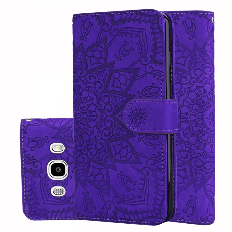 Calf Pattern Double Folding Design Embossed Leather Case with Wallet & Holder & Card Slots for Galaxy J5 (2016) / J510