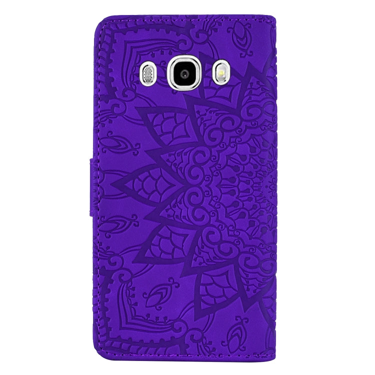 Calf Pattern Double Folding Design Embossed Leather Case with Wallet & Holder & Card Slots for Galaxy J5 (2016) / J510