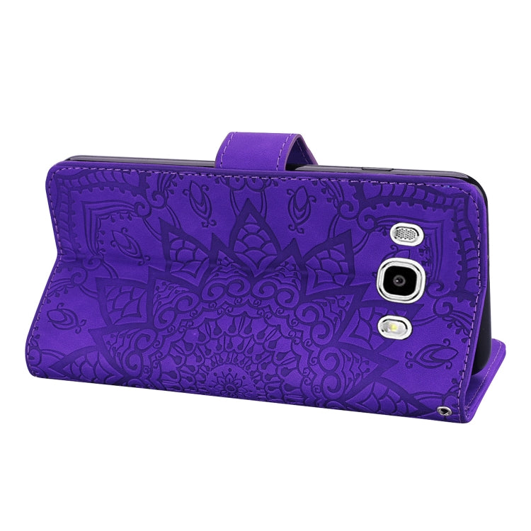 Calf Pattern Double Folding Design Embossed Leather Case with Wallet & Holder & Card Slots for Galaxy J5 (2016) / J510