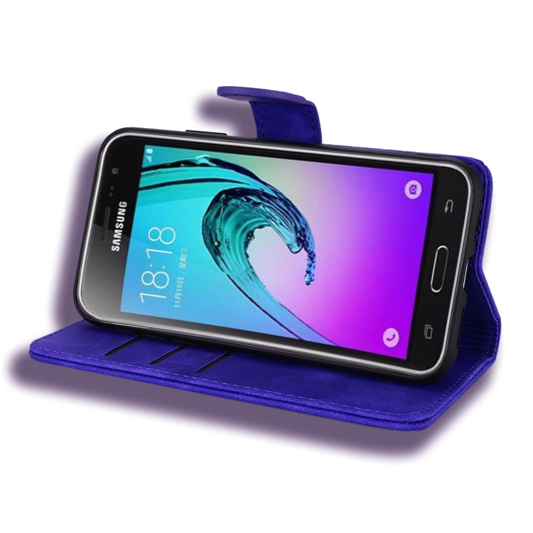 Calf Pattern Double Folding Design Embossed Leather Case with Wallet & Holder & Card Slots for Galaxy J5 (2016) / J510