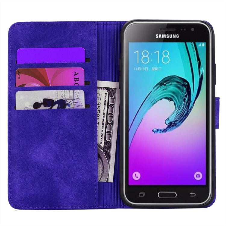 Calf Pattern Double Folding Design Embossed Leather Case with Wallet & Holder & Card Slots for Galaxy J5 (2016) / J510