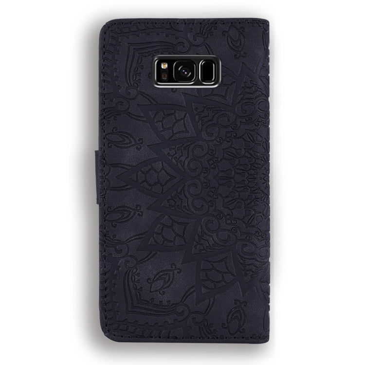 Calf Pattern Double Folding Design Embossed Leather Case with Wallet & Holder & Card Slots for Galaxy S8