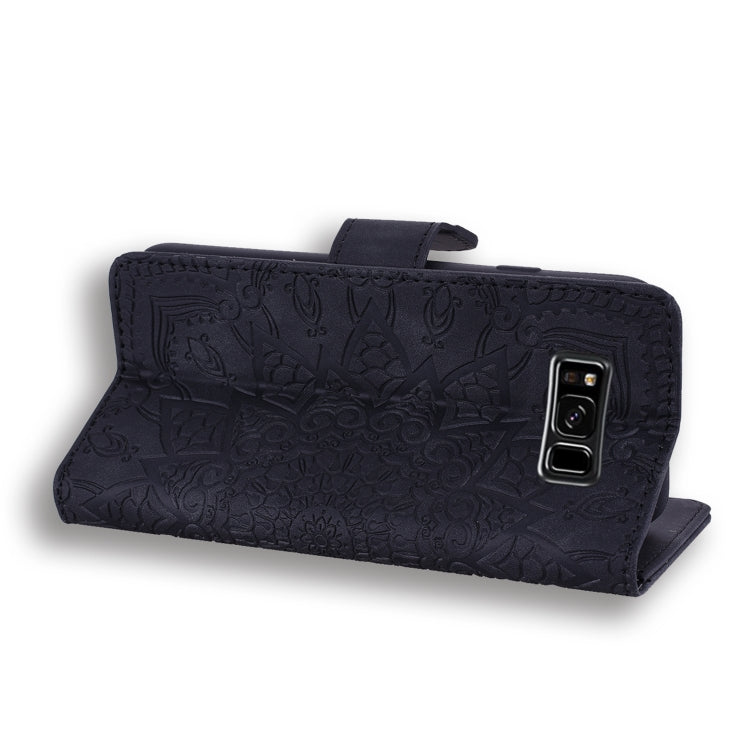 Calf Pattern Double Folding Design Embossed Leather Case with Wallet & Holder & Card Slots for Galaxy S8