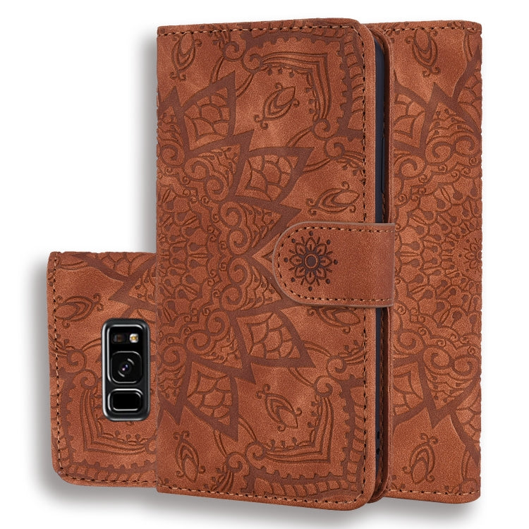 Calf Pattern Double Folding Design Embossed Leather Case with Wallet & Holder & Card Slots for Galaxy S8