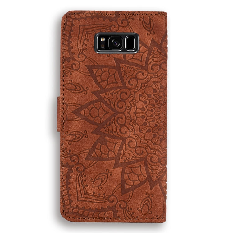 Calf Pattern Double Folding Design Embossed Leather Case with Wallet & Holder & Card Slots for Galaxy S8