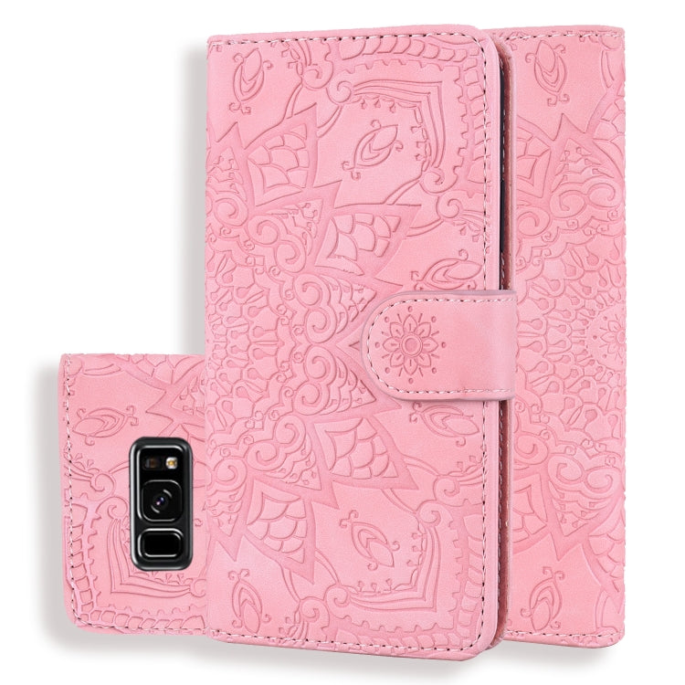 Calf Pattern Double Folding Design Embossed Leather Case with Wallet & Holder & Card Slots for Galaxy S8