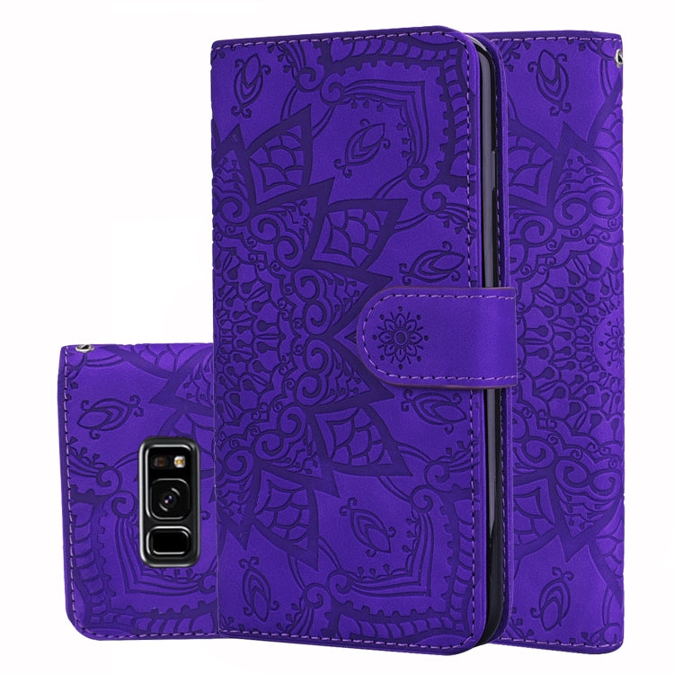 Calf Pattern Double Folding Design Embossed Leather Case with Wallet & Holder & Card Slots for Galaxy S8