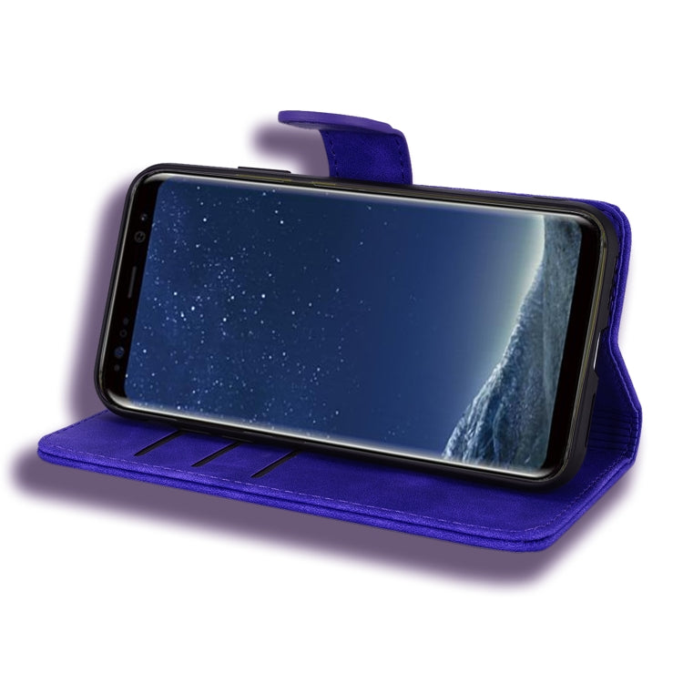 Calf Pattern Double Folding Design Embossed Leather Case with Wallet & Holder & Card Slots for Galaxy S8
