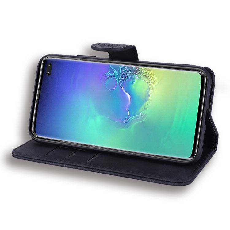 Calf Pattern Double Folding Design Embossed Leather Case with Wallet & Holder & Card Slots for Galaxy S10e