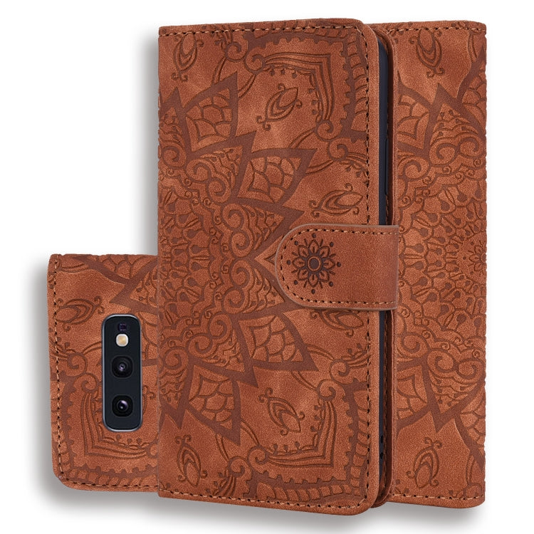 Calf Pattern Double Folding Design Embossed Leather Case with Wallet & Holder & Card Slots for Galaxy S10e