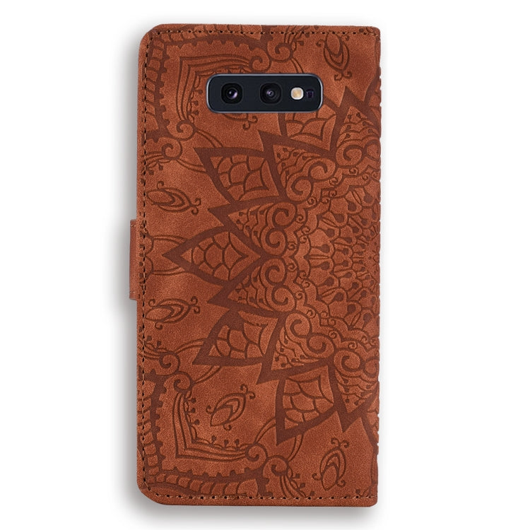 Calf Pattern Double Folding Design Embossed Leather Case with Wallet & Holder & Card Slots for Galaxy S10e