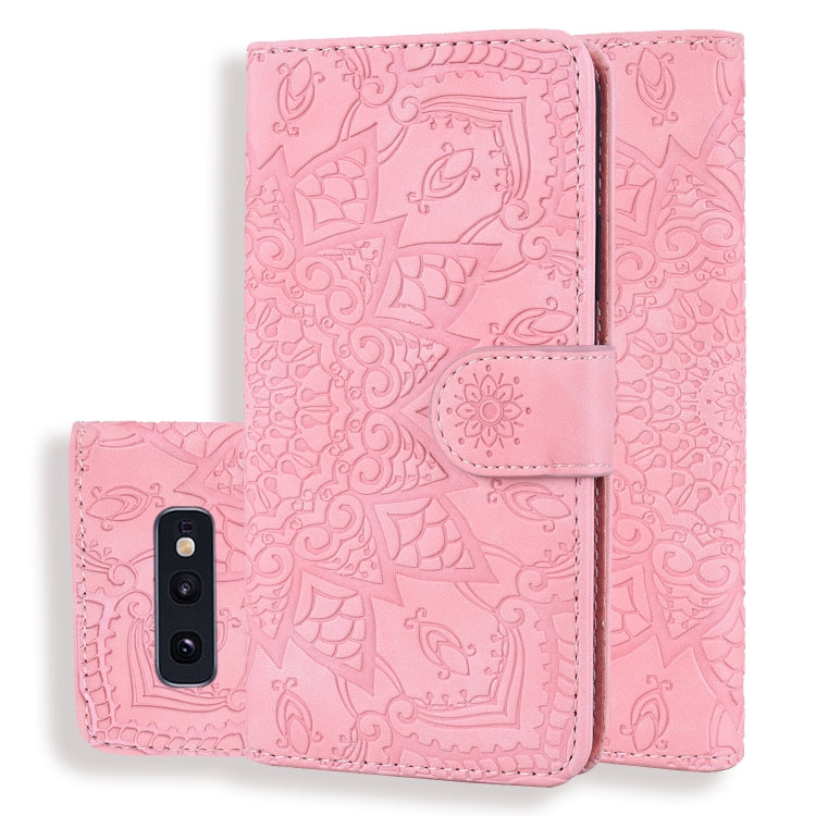 Calf Pattern Double Folding Design Embossed Leather Case with Wallet & Holder & Card Slots for Galaxy S10e
