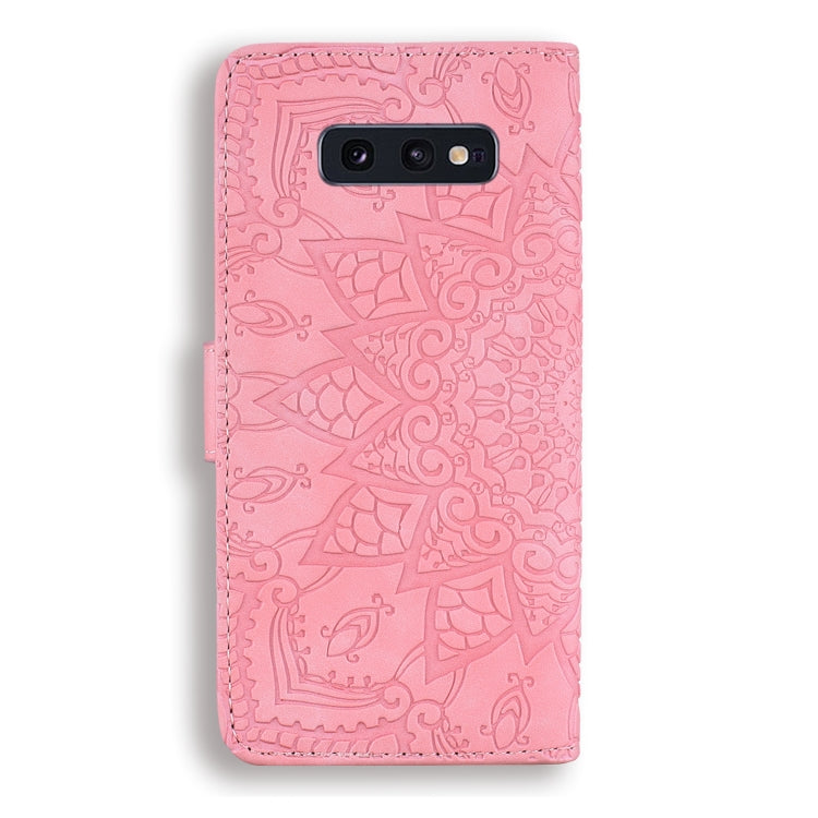 Calf Pattern Double Folding Design Embossed Leather Case with Wallet & Holder & Card Slots for Galaxy S10e