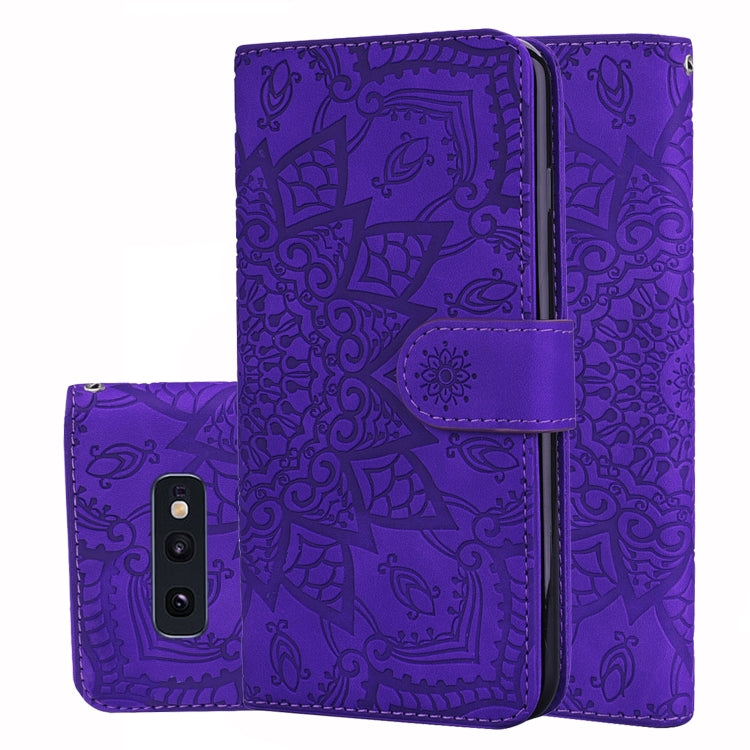 Calf Pattern Double Folding Design Embossed Leather Case with Wallet & Holder & Card Slots for Galaxy S10e