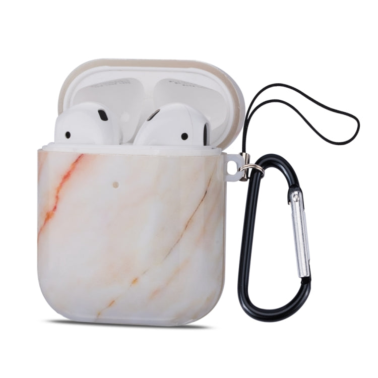 Marble Series Anti-fall Earphone Protective Case for AirPods 1 / 2, with Hook & Anti-drop Buckle