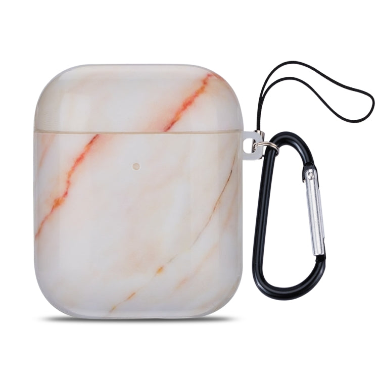 Marble Series Anti-fall Earphone Protective Case for AirPods 1 / 2, with Hook & Anti-drop Buckle