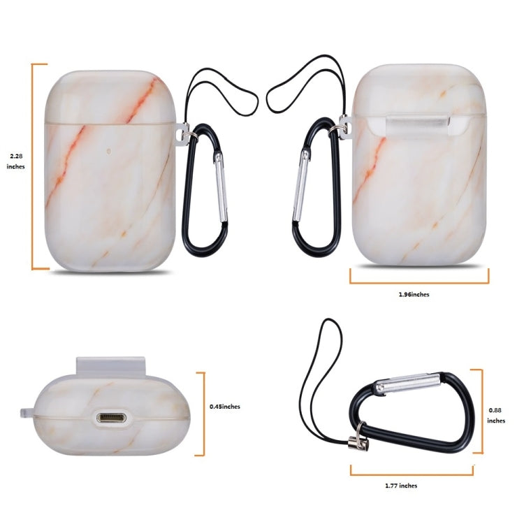 Marble Series Anti-fall Earphone Protective Case for AirPods 1 / 2, with Hook & Anti-drop Buckle