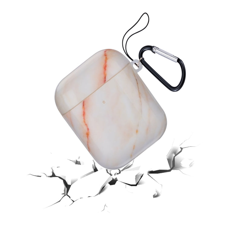Marble Series Anti-fall Earphone Protective Case for AirPods 1 / 2, with Hook & Anti-drop Buckle