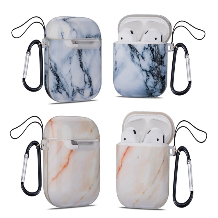 Marble Series Anti-fall Earphone Protective Case for AirPods 1 / 2, with Hook & Anti-drop Buckle