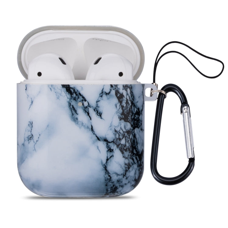 Marble Series Anti-fall Earphone Protective Case for AirPods 1 / 2, with Hook & Anti-drop Buckle