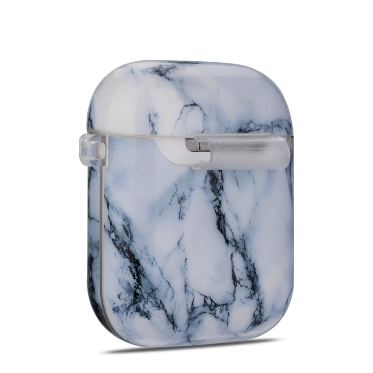 Marble Series Anti-fall Earphone Protective Case for AirPods 1 / 2, with Hook & Anti-drop Buckle