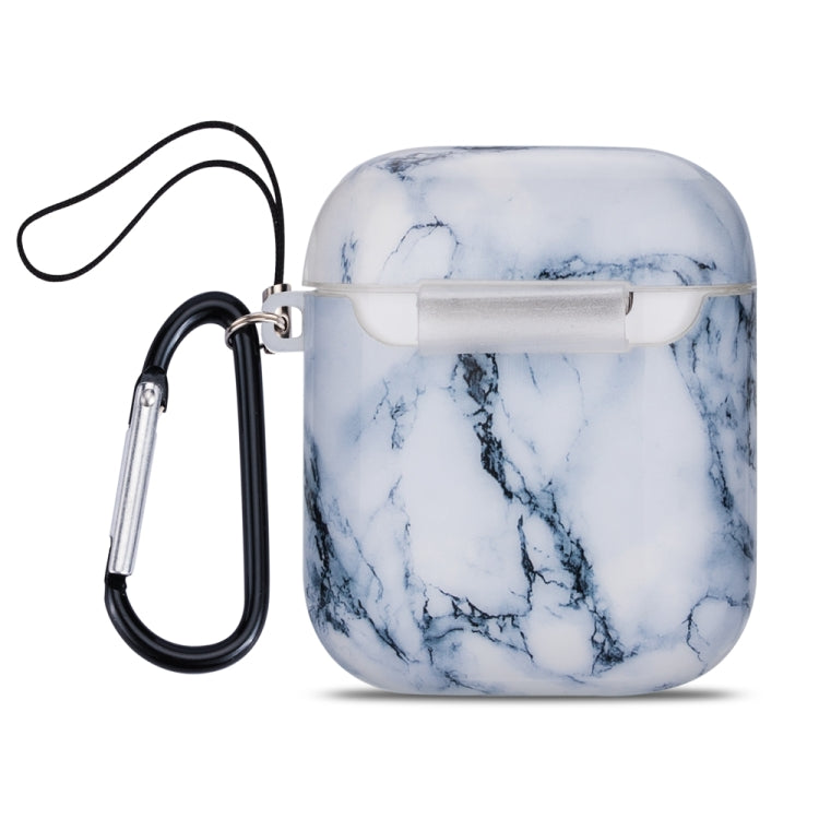 Marble Series Anti-fall Earphone Protective Case for AirPods 1 / 2, with Hook & Anti-drop Buckle