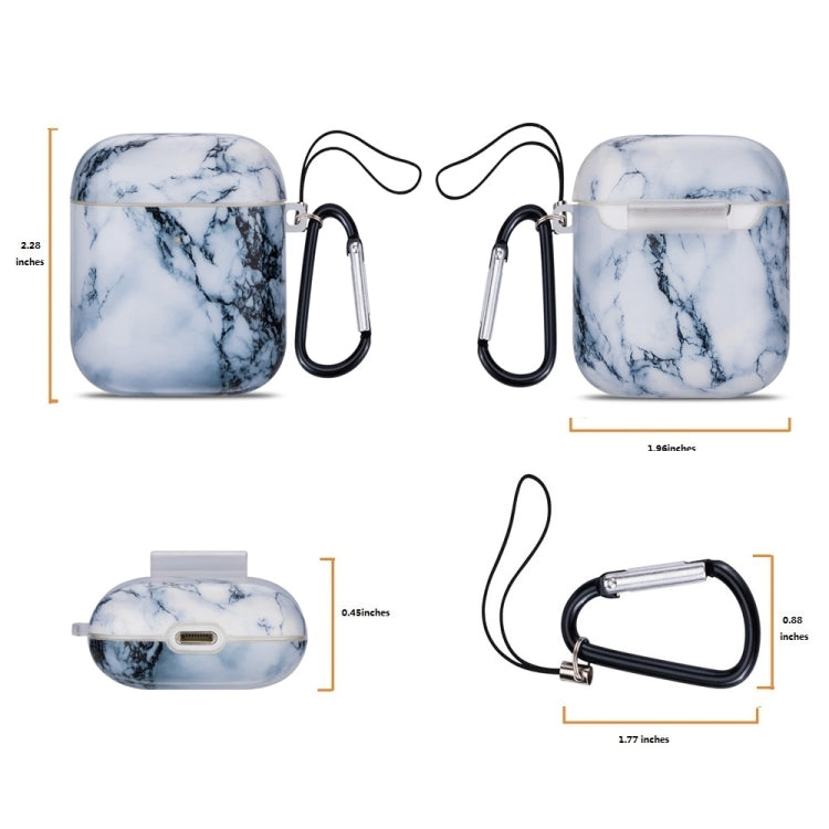Marble Series Anti-fall Earphone Protective Case for AirPods 1 / 2, with Hook & Anti-drop Buckle