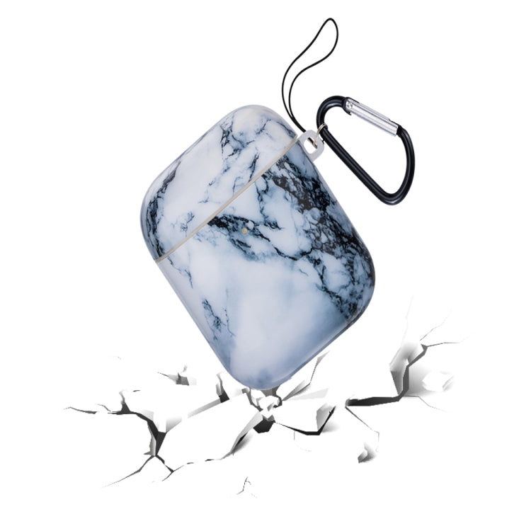 Marble Series Anti-fall Earphone Protective Case for AirPods 1 / 2, with Hook & Anti-drop Buckle
