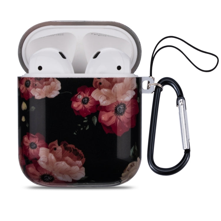 Flower Series Anti-fall Earphone Protective Case for AirPods 1 / 2, with Hook & Anti-drop Buckle