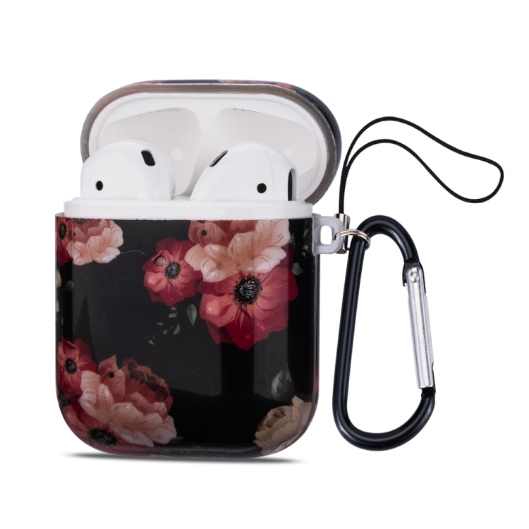 Flower Series Anti-fall Earphone Protective Case for AirPods 1 / 2, with Hook & Anti-drop Buckle