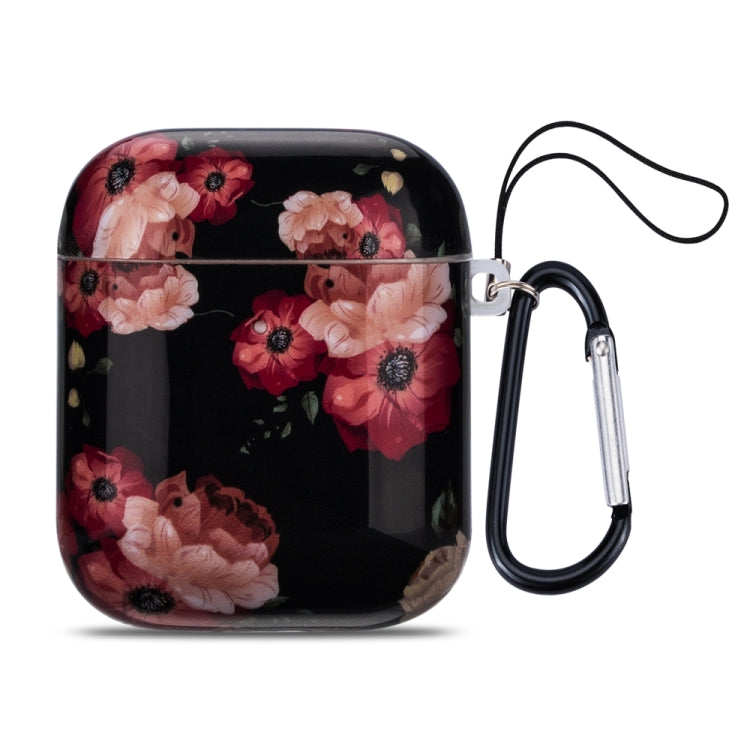 Flower Series Anti-fall Earphone Protective Case for AirPods 1 / 2, with Hook & Anti-drop Buckle