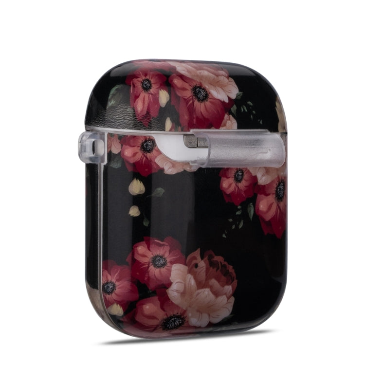 Flower Series Anti-fall Earphone Protective Case for AirPods 1 / 2, with Hook & Anti-drop Buckle