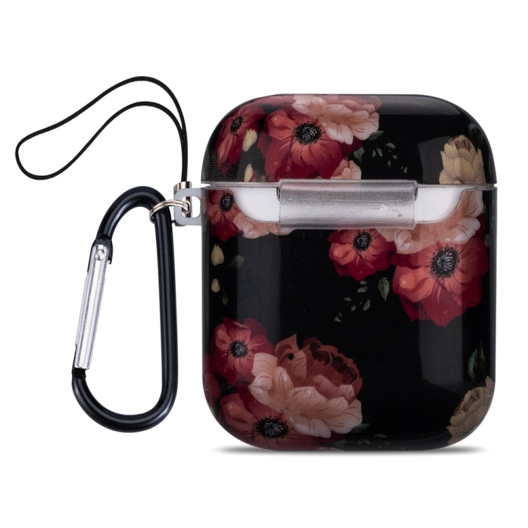 Flower Series Anti-fall Earphone Protective Case for AirPods 1 / 2, with Hook & Anti-drop Buckle