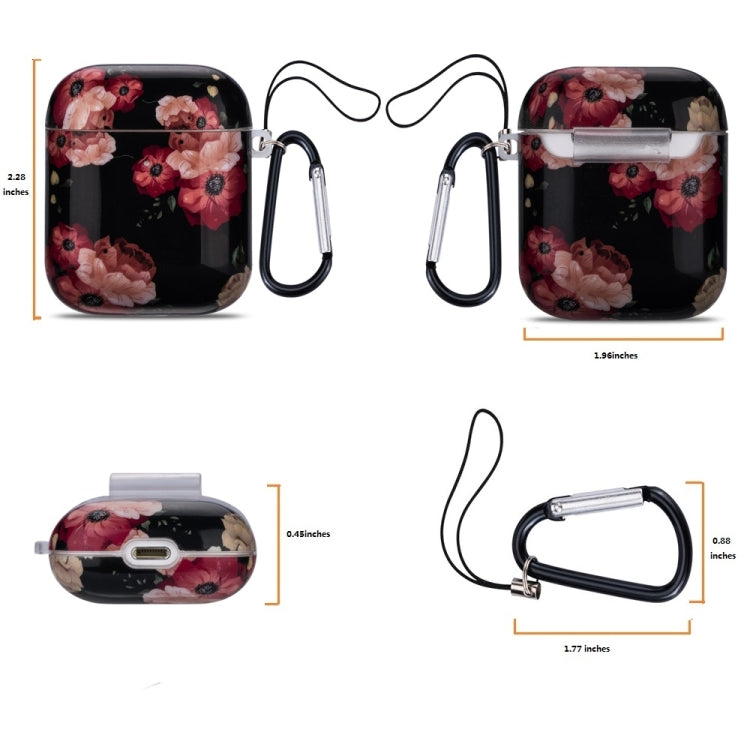 Flower Series Anti-fall Earphone Protective Case for AirPods 1 / 2, with Hook & Anti-drop Buckle