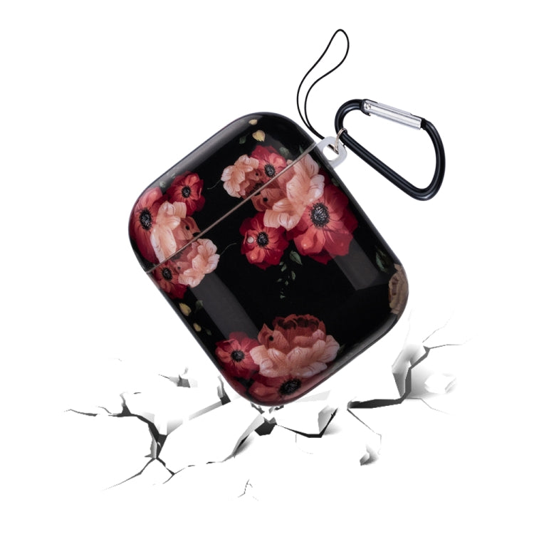 Flower Series Anti-fall Earphone Protective Case for AirPods 1 / 2, with Hook & Anti-drop Buckle