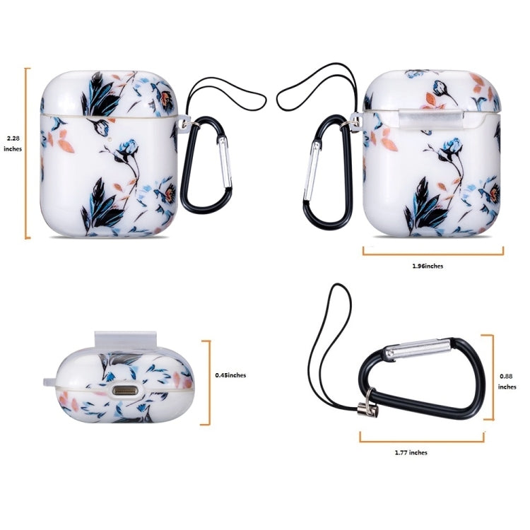 Flower Series Anti-fall Earphone Protective Case for AirPods 1 / 2, with Hook & Anti-drop Buckle