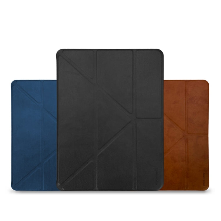 For iPad Mini 4 / Mini 5 RAIGOR INVERSE CAASSO Series Multi-folding Horizontal Flip Leather Case with Holder & Sleep / Wake-up Function & Pen Slot