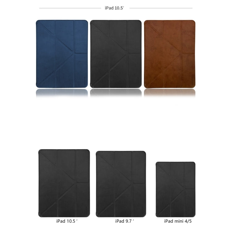 For iPad Mini 4 / Mini 5 RAIGOR INVERSE CAASSO Series Multi-folding Horizontal Flip Leather Case with Holder & Sleep / Wake-up Function & Pen Slot