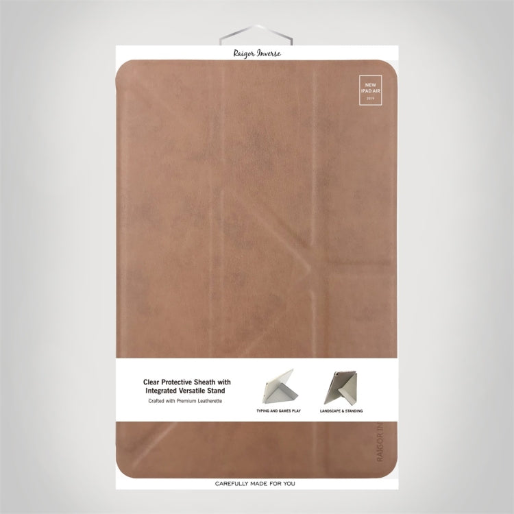For iPad Mini 4 / Mini 5 RAIGOR INVERSE CAASSO Series Multi-folding Horizontal Flip Leather Case with Holder & Sleep / Wake-up Function & Pen Slot