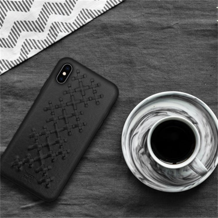 For iPhone X/XS RAIGOR INVERSE WEAVE Series PU+TPU+PC Solid Color Protective Case