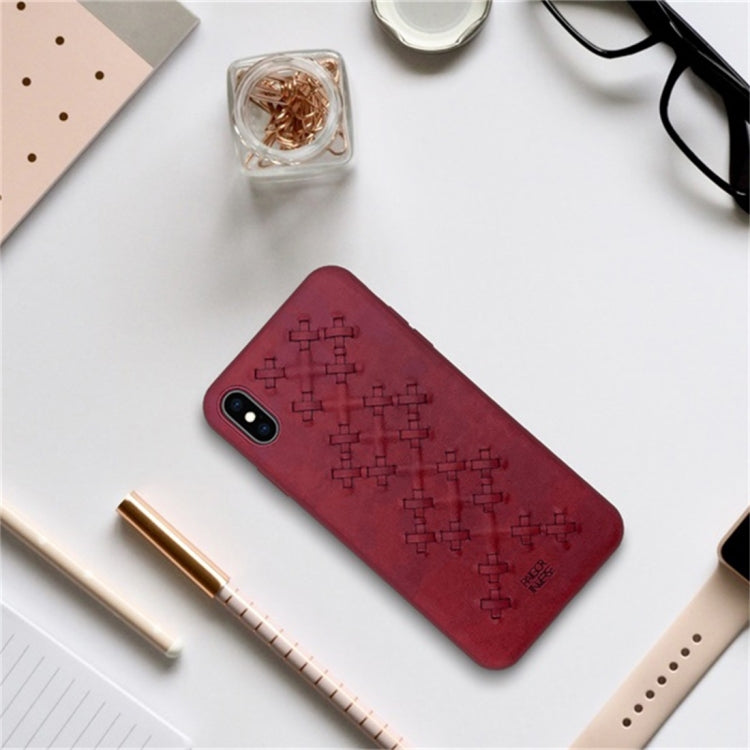 For iPhone X/XS RAIGOR INVERSE WEAVE Series PU+TPU+PC Solid Color Protective Case