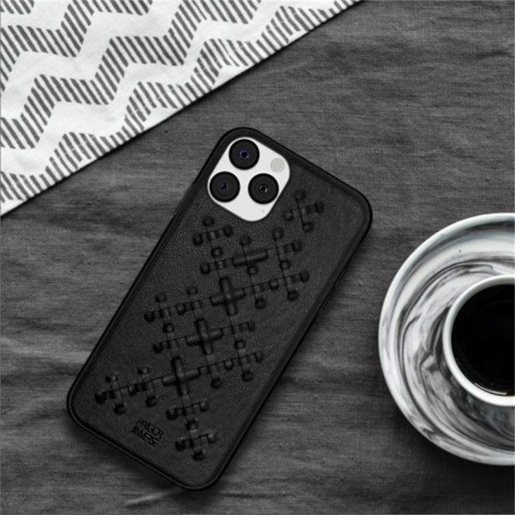 For iPhone 11 Pro Max (6.5 inch) RAIGOR INVERSE WEAVE Series PU+TPU+PC Solid Color Protective Case