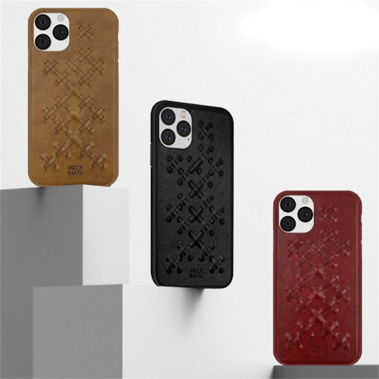 For iPhone 11 Pro Max (6.5 inch) RAIGOR INVERSE WEAVE Series PU+TPU+PC Solid Color Protective Case