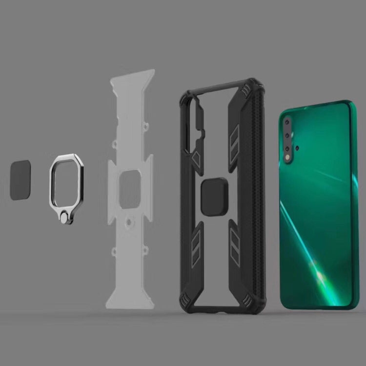 For Huawei Nova 5 Pro Iron Warrior Shockproof PC + TPU Protective Case with Magnetic Ring Holder