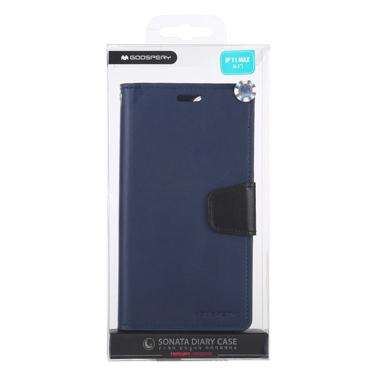 For iPhone 11 Pro Max 2019 MERCURY GOOSPERY SONATA DIARY Horizontal Flip Leather Case with Holder & Card Slots & Wallet
