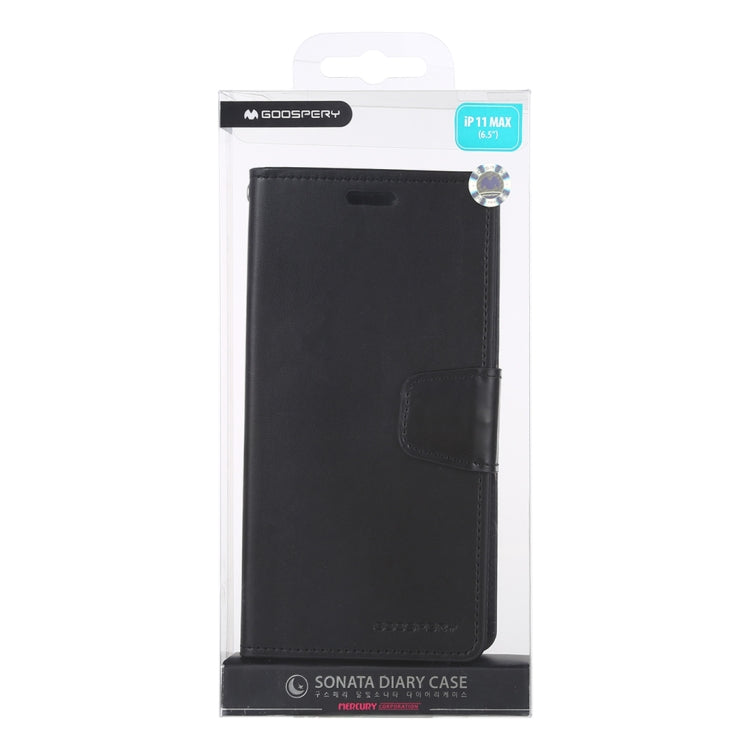 For iPhone 11 Pro Max 2019 MERCURY GOOSPERY SONATA DIARY Horizontal Flip Leather Case with Holder & Card Slots & Wallet