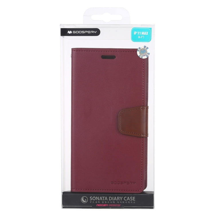 For iPhone 11 Pro Max 2019 MERCURY GOOSPERY SONATA DIARY Horizontal Flip Leather Case with Holder & Card Slots & Wallet